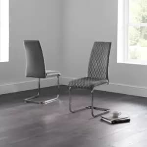 Image of Julian Bowen Set of 4 Calabria Velvet Cantilever Chairs Grey