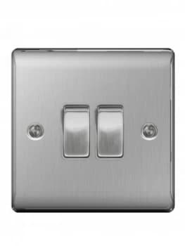 Image of British General Brushed Steel 2G Plate Switch
