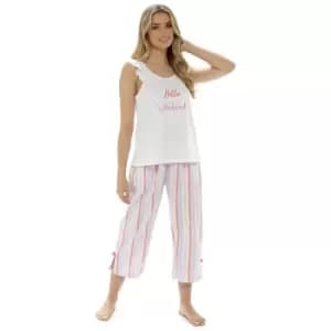 Image of Foxbury Womens/Ladies T-Shirt And Bottoms Pyjama Set (12-14 UK) (White/Multi)
