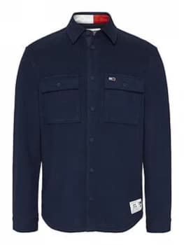 Image of Tommy Jeans TJM Soft Overshirt - Navy, Size L, Men