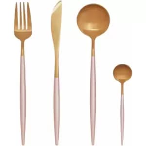Image of Cutlery Sets 16 Piece Knife And Fork Set Silver And pink Finish Kitchen Spoons Cutlery Scratch / Rust Resistant Stainless Steel Knives And Forks Set