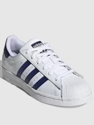 Image of adidas Originals Unisex Junior Superstar J, White/Blue, Size 5
