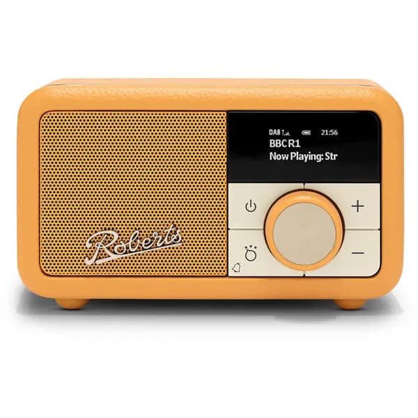 Image of Roberts Revival Petite 2 DAB DAB+ Bluetooth Rechargeable Digital Radio Sunburst Yellow