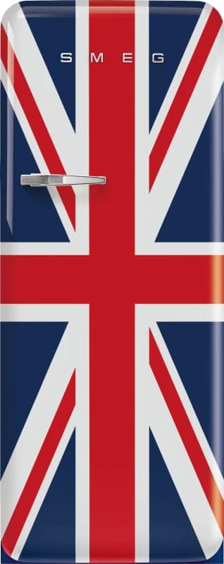 Image of Smeg 50s Style Retro Right Hand Hinge FAB28RDUJ6 153cm Small Fridge with Ice Box - Union Jack - C Rated