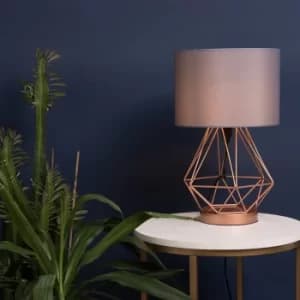 Image of Melrose Copper Touch Table Lamp with Grey Shade