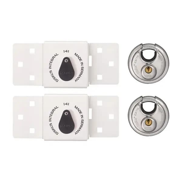 Image of ABUS MECHANICAL ABUS Mechanical Diskus Integral Van Lock White Padlock Twin Pack ABUVANLOCKT 4003318876097