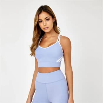 Image of Jack Wills Active Stripe Cross Back Sports Bra - Blue