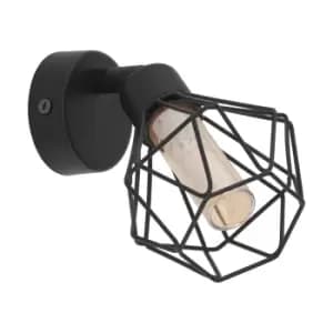 Image of Wall 1 Spot Light Colour Black Steel Shade Amber Glass Bulb G9 1x3W Included