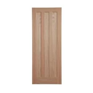 Image of Vertical 3 panel Oak veneer Internal Door H1981mm W686mm