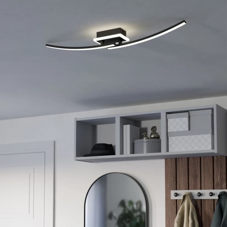 Image of Eglo Lungolago Black Steel Minimalist Ceiling Light, Black 901217