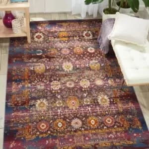 Image of Trellis Multi Hug Pink Blue 160cm x 230cm Rectangle - Blue and Multicoloured and Pink
