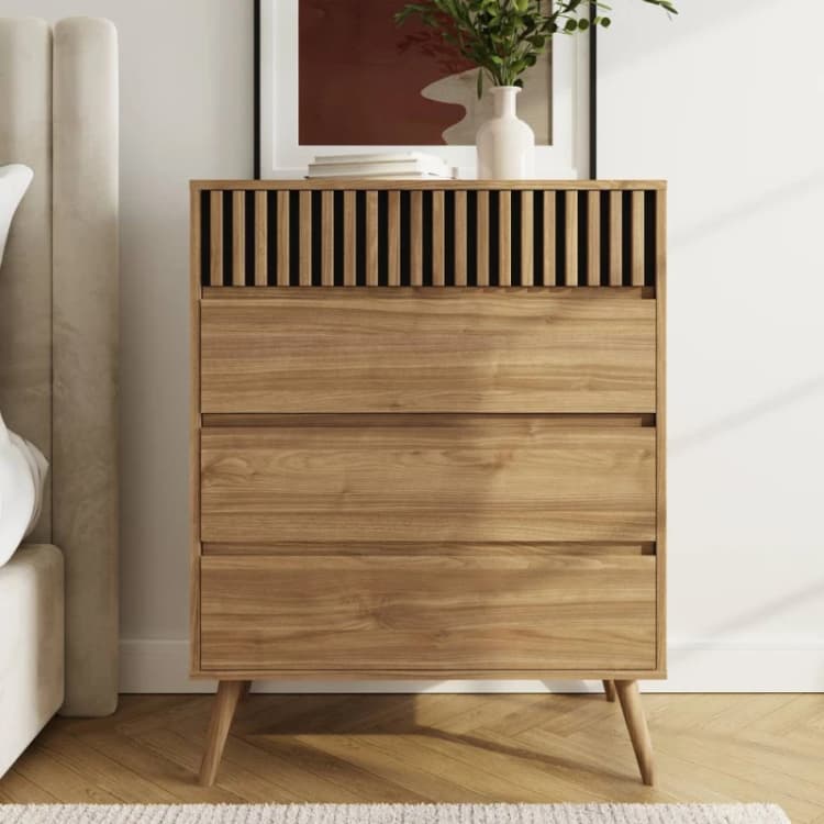 Image of Gfw Rowen 4 Drawer Chest - Fsc Certified Oak/Black WW61H Unisex