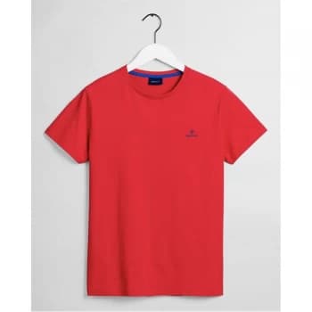 Image of Gant Contrast Logo T Shirt - Red 620