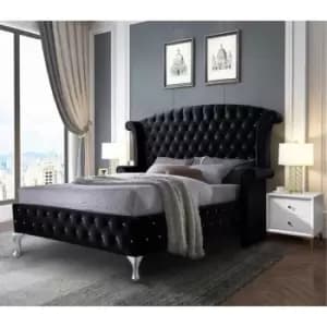 Image of President Bed Small Double Plush Velvet Black