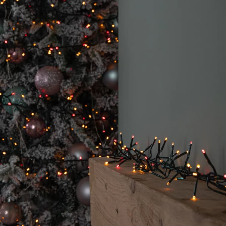Image of 62.5m 5000 Vintage Gold & Red LEDs Indoor Outdoor Cluster Christmas Lights with Timer