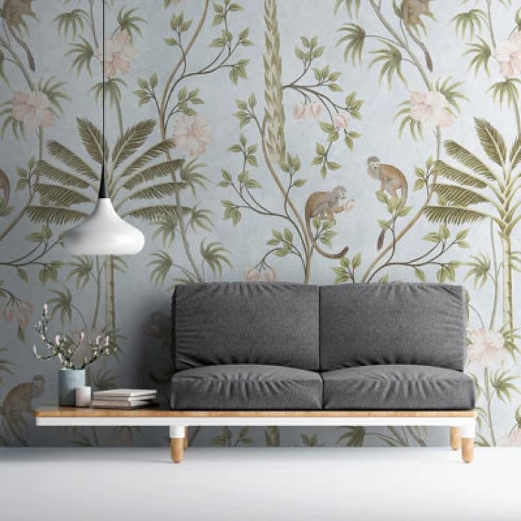 Image of A.S. Creation Jungle Animals Palm Tree Feature Wall Mural 159 x 280cm Grey