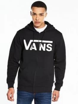 Image of Vans Classic Logo Zip Through Hoodie Black White Size 2XL Men