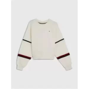 Image of Tommy Hilfiger Global Stripe Waffle Sweatshirt - White