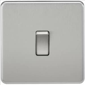 Image of KnightsBridge 10A 1G 230V Screwless Brushed Chrome Intermediate Switch Wall Plate - Switch