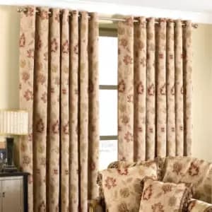 Image of Paoletti Zurich Jacquard Floral Ringtop Eyelet Curtains (Pair) Polyester Champagne (168X183Cm)