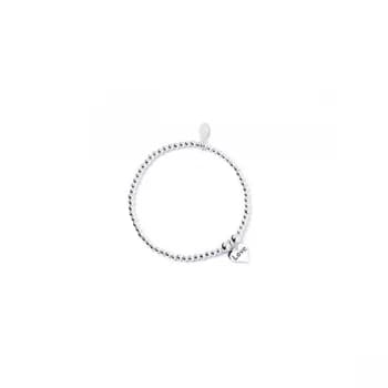 Image of Love Heart Charm Sterling Silver Ball Bead Bracelet
