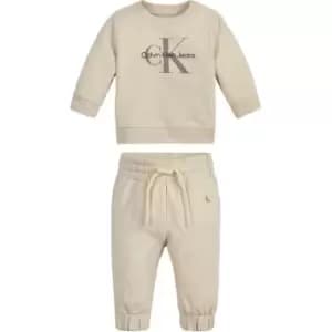 Image of Calvin Klein Jeans Monogram Cn Sweatshirt Set - Beige