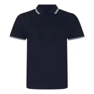 Image of AWDis Mens Stretch Tipped Piqu Polo Shirt (S) (Black/White)