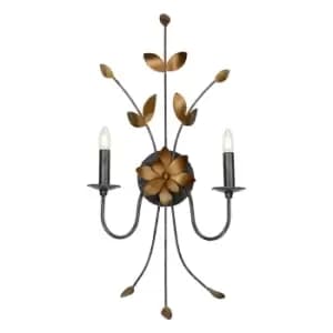 Image of Twin Wall Light Sconce Gun Metal and Gold LED E14 60W Bulb