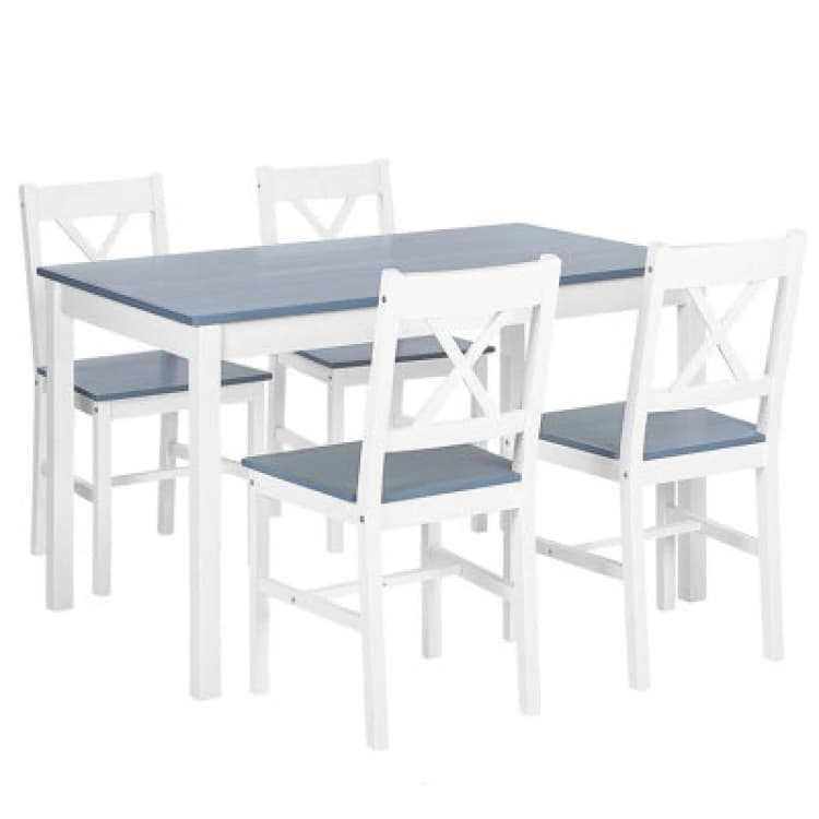 Image of Beliani Dining Set Moana Pine Wood White 4 Seater