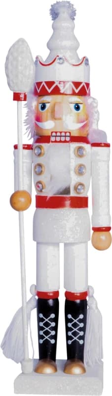 Image of St Helens 40cm Traditional Christmas Nutcracker Wooden Soldier Decoration White and Red ELV-693886