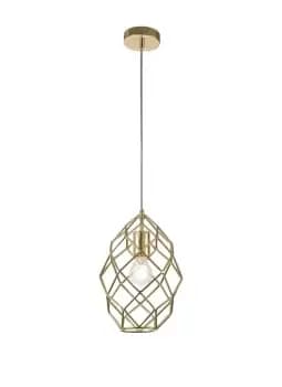 Image of Curved Cylinder Ceiling Pendant, 1 x E27, Polished Brass