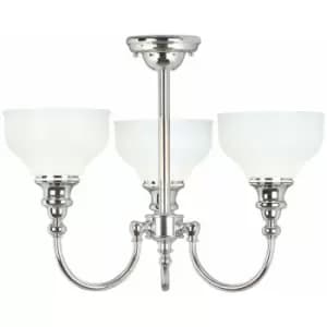 Image of IP 44 3 Bulb Chandelier Glass Shades Polished Chrome LED G9 3.5W