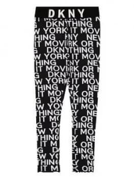 Image of DKNY Girls All Over Print Legging, Black, Size Age: 10 Years, Women