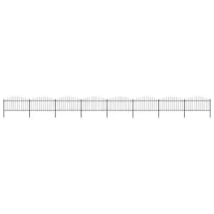 Image of Vidaxl Garden Fence With Spear Top Steel (1.25-1.5)x13.6 M Black