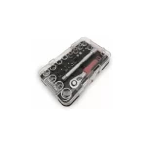Image of Lumberjack Socket & Bit Set Metric 25 PC 1/4" Drive Ratchet in Pocket Size Case