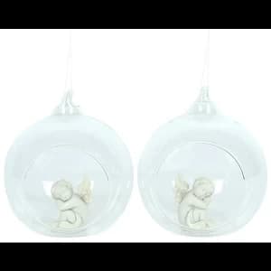 Image of Cherub in Hanging Glass Ball Pack Of 4