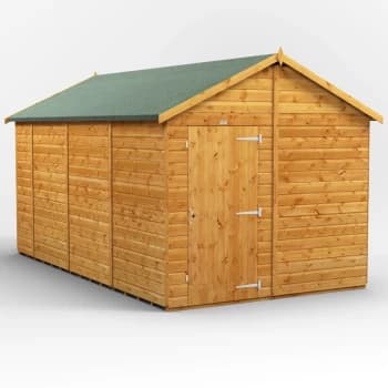 Image of 14x8 Power Windowless Apex Garden Shed - Brown