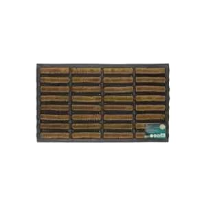 Image of JVL Nimbus Rubber Coir Tuffscrape Doormat, 45x75cm, brown