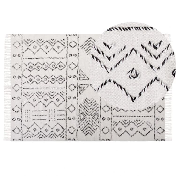 Image of Beliani Rug Alkent White 140 X 200 Cm Wool