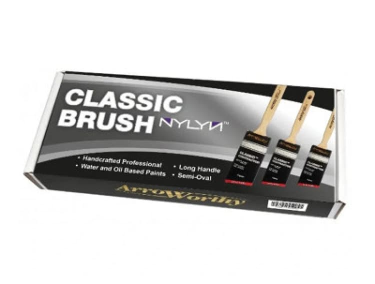 Image of Arroworthy Classic Semi-Oval Angle Long Handle Paint Brush Box Set 3 Pack