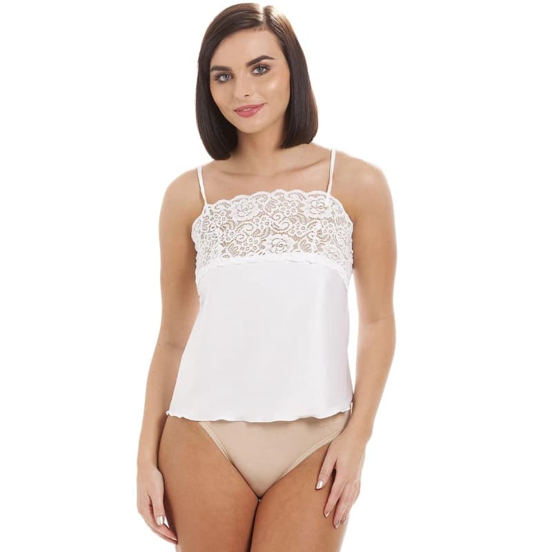 Image of Camille Lace Trim Camisole - White White 12
