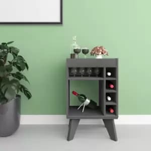 Image of Naples Mini Bar Side Table Wine Bottle Glass Rack Unit - Grey