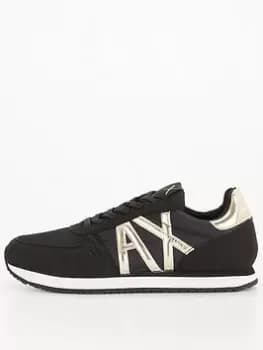 Image of Armani Exchange Suede Mix Trainer - Black, Size 38, Women