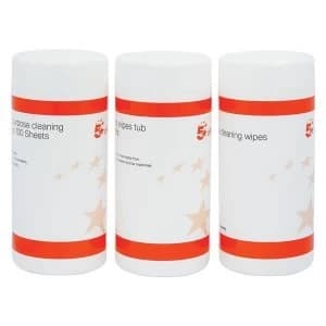 Image of 5 Star Office Cleaning Tubs 100 Sheets Pack of 3 Tubs