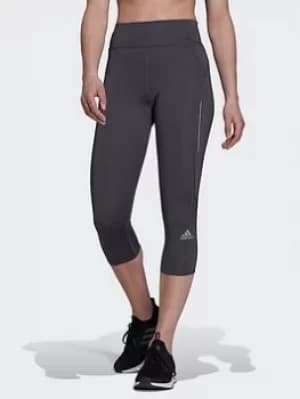 Image of adidas Own The Run 3/4 Running Leggings, Grey, Size XL, Women