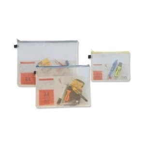 Image of INDX PVC Zip Pouch A4 with Reinforced Mesh-Weave Clear and Coloured Seal Blue