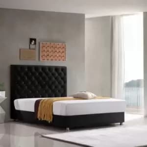 Image of Marina Upholstered Beds - Plush Velvet, Double Size Frame, Black - Black