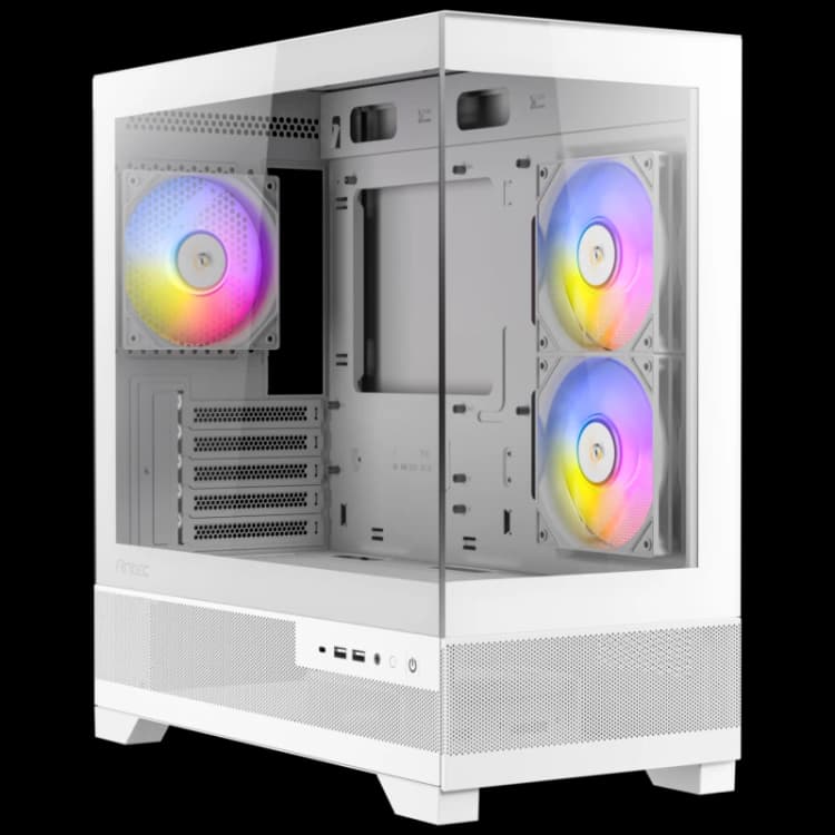 Image of Antec CX500M RGB MATX Gaming Case, Tempered Glass, 3 ARGB Fans - White