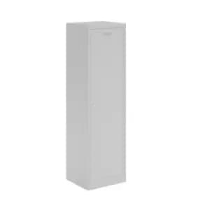 Image of Steel police locker with 1 shelf and 1 coat rail - grey with grey door