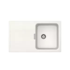 Image of Single Bowl Inset White Granite Kitchen Sink with Reversible Drainer - Rangemaster Schock Waterfall